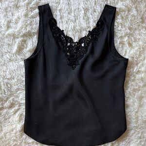 Eileen Fisher Black Sleeveless Top with Lace Detail